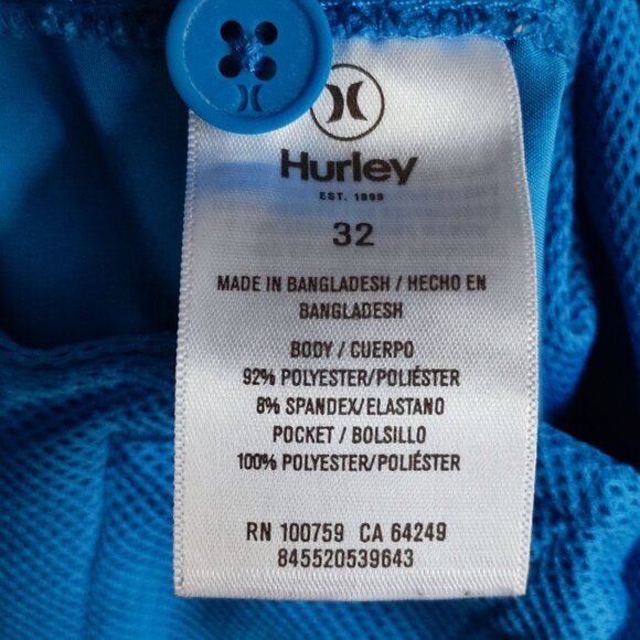 Hurley flat front shorts men's size 32 blue colour - Picture 6 of 12